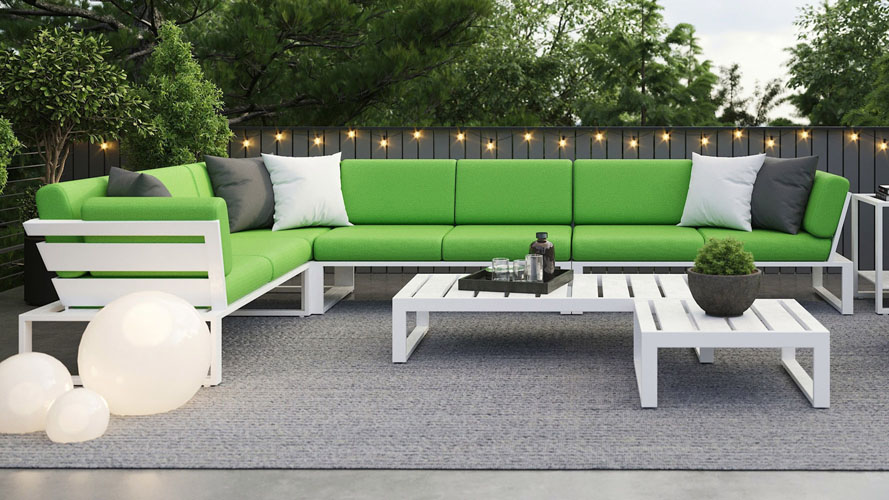Kore Outdoor Sectional - White/Green